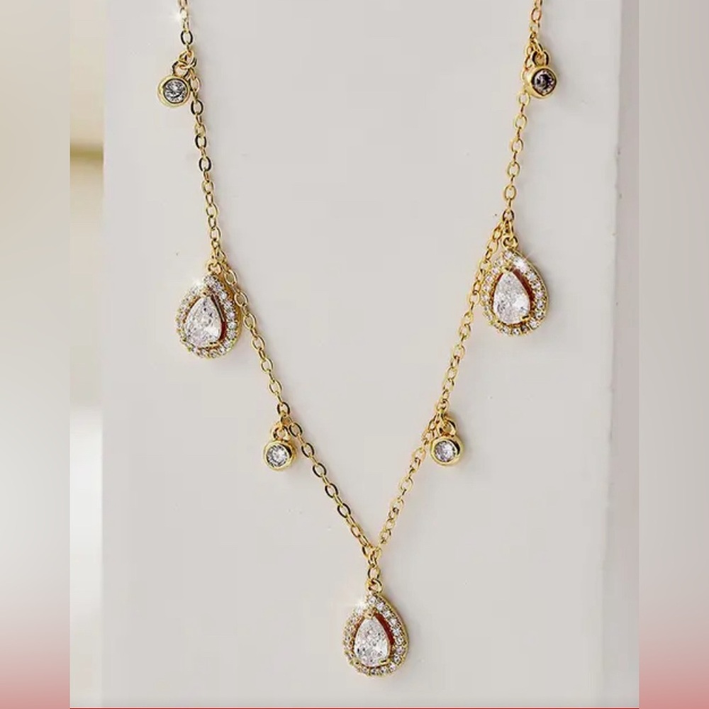 Gold plated with white Swarovski crystals on adjustable pull chain BNIB lovely